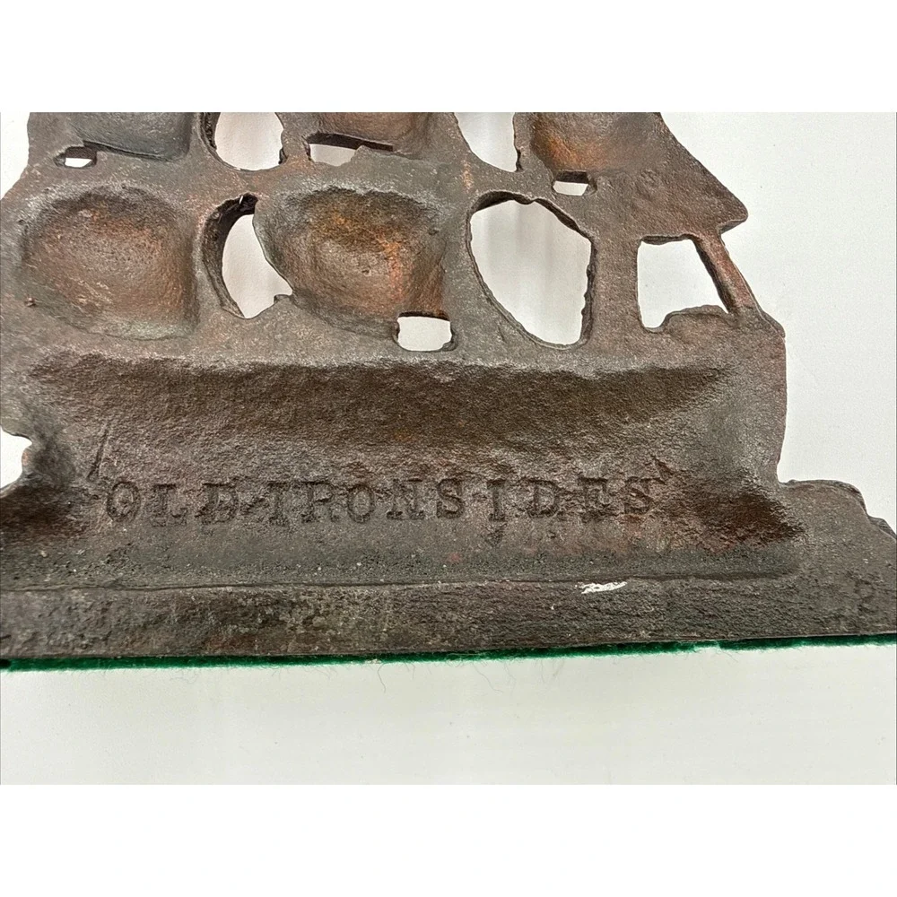 Vintage Cast Iron Ship Nautical Old Ironsides Bookends Door Stopper 1940s-50s